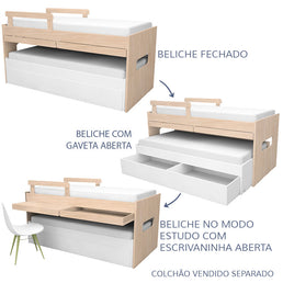 Beliche Multi com Gavetão e Mesa de Estudo Carvalho
