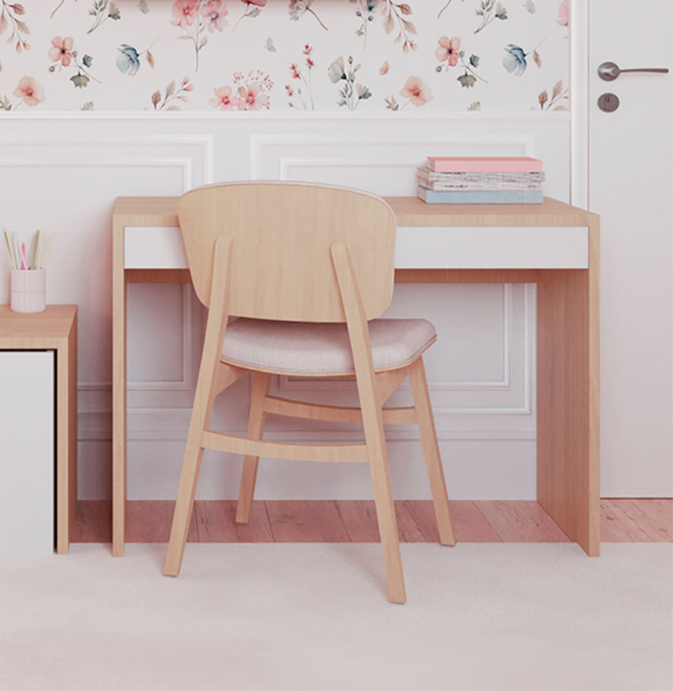 Escrivaninha Up Carvalho 2 Gavetas Brancas