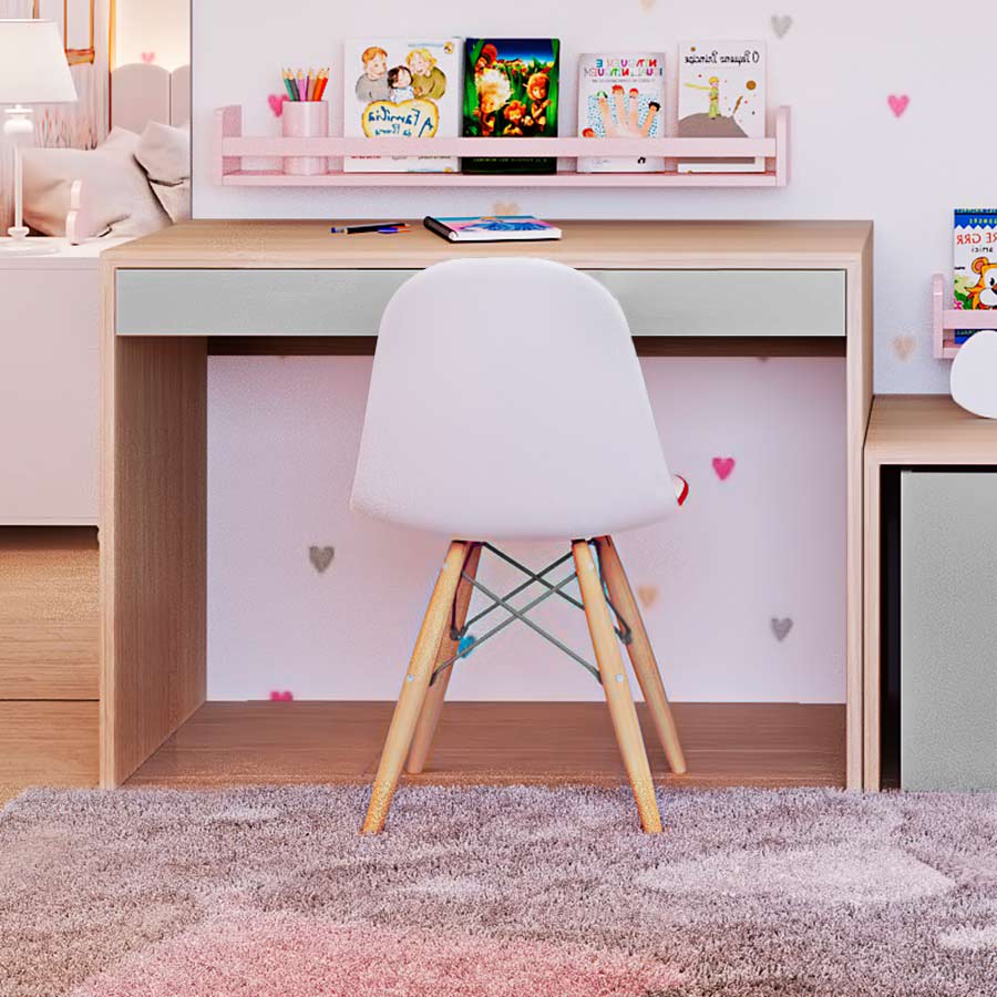 Escrivaninha Up Carvalho 2 Gavetas Cinza