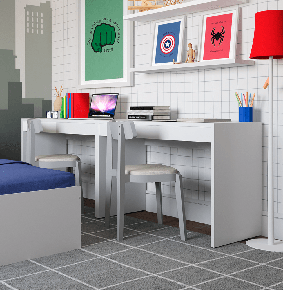 Escrivaninha Up Branca 2 Gavetas Brancas