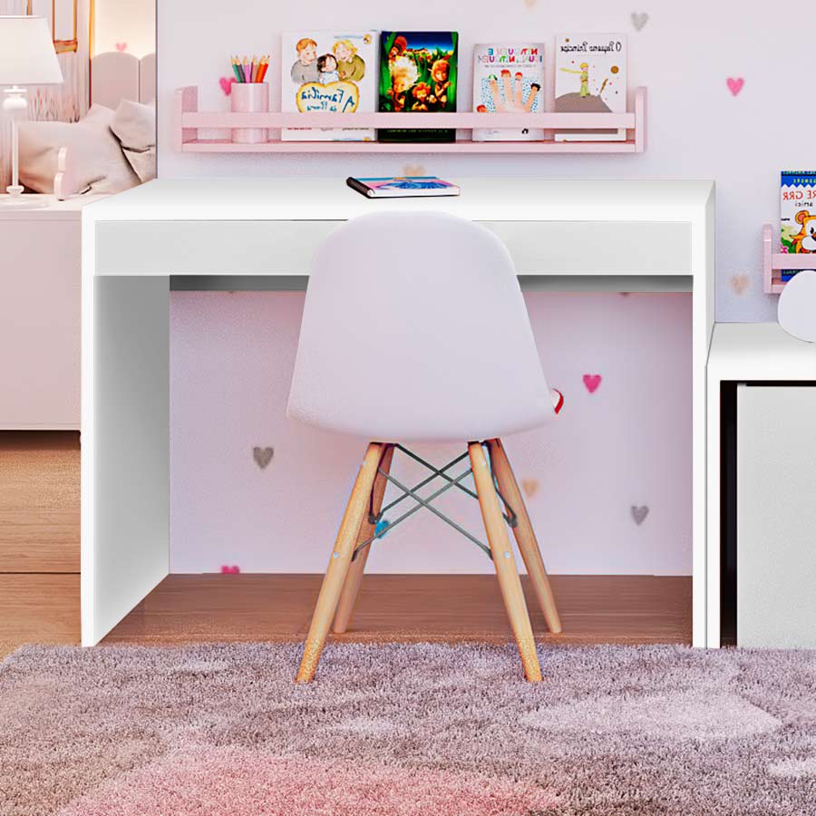 Escrivaninha Up Branca 2 Gavetas Brancas