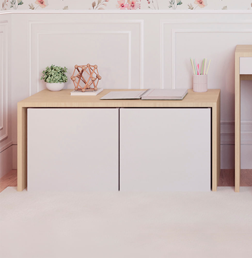 Mesa Infantil Up Carvalho com Caixa Branca