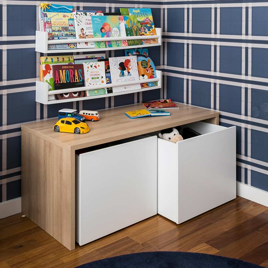 Mesa Infantil Up Carvalho com Caixa Branca