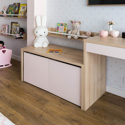 Mesa Infantil Up Carvalho com Caixa Rosa