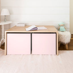 Mesa Infantil Up Carvalho com Caixa Rosa