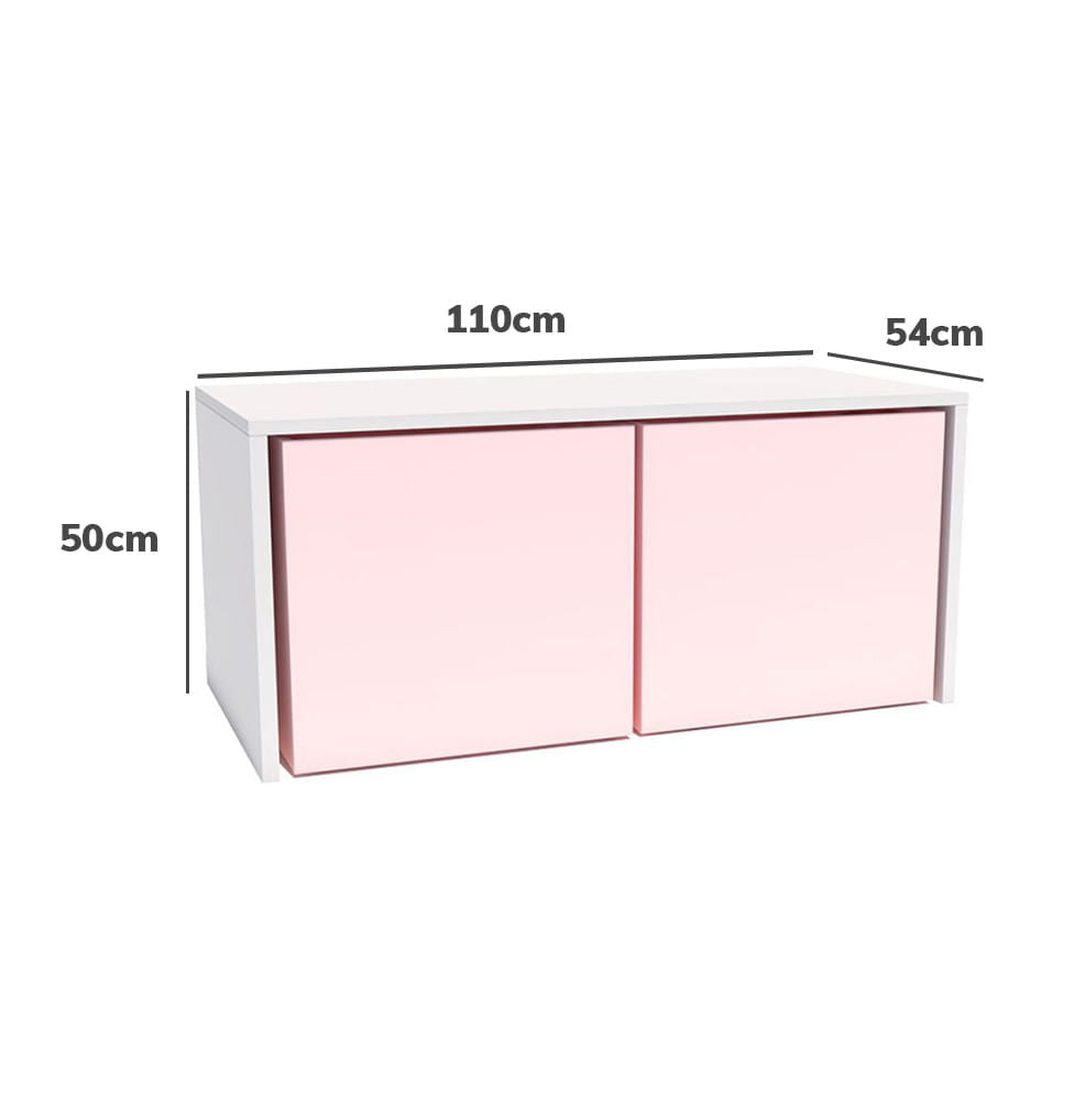 Mesa Infantil Up Branca com Caixa Rosa