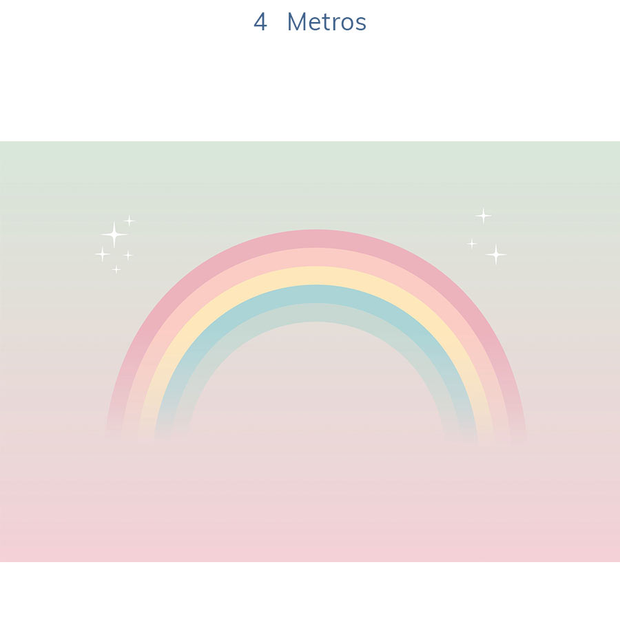 Papel de Parede Infantil Arco Íris Verde - Mural