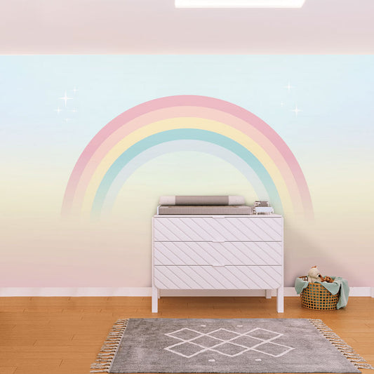 Papel de Parede Infantil Arco Íris Azul - Mural