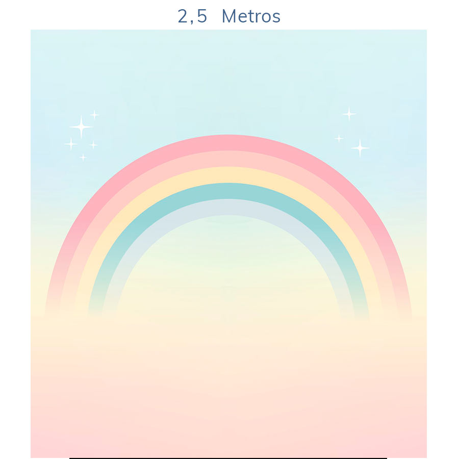 Papel de Parede Infantil Arco Íris Azul - Mural