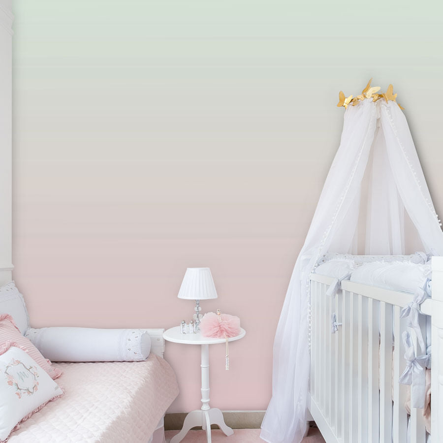 Papel de Parede Infantil Degradê Arco Íris Verde - Mural