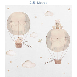 Papel de Parede Infantil Balão com Urso Miguel e Emily - Mural