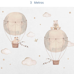 Papel de Parede Infantil Balão com Urso Miguel e Emily - Mural