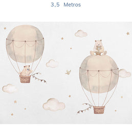 Papel de Parede Infantil Balão com Urso Miguel e Emily - Mural