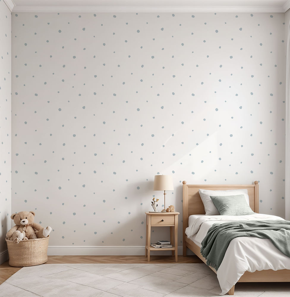 Papel de Parede Infantil Manchas - Azul Claro