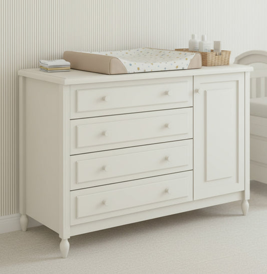 Cômoda de Bebê La Vie Areia 4 Gavetas e Porta