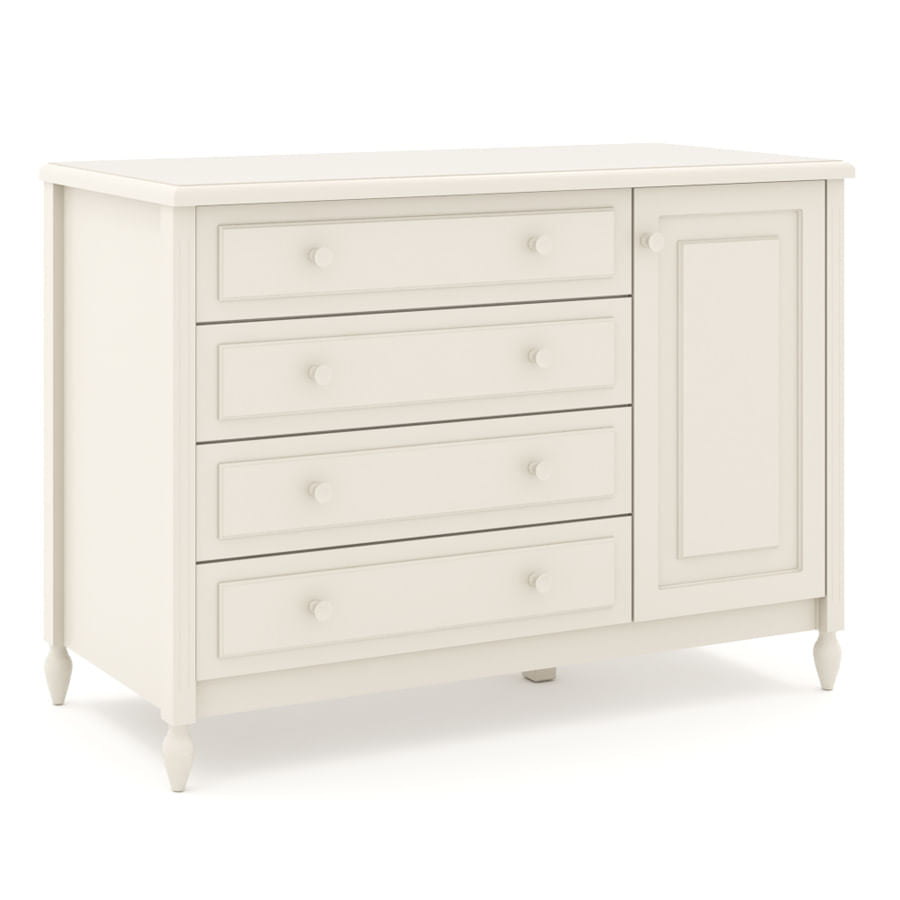 Cômoda de Bebê La Vie Areia 4 Gavetas e Porta