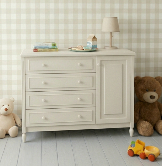 Cômoda de Bebê La Vie Areia 4 Gavetas e Porta