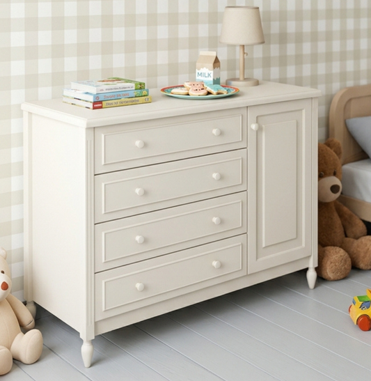 Cômoda de Bebê La Vie Areia 4 Gavetas e Porta