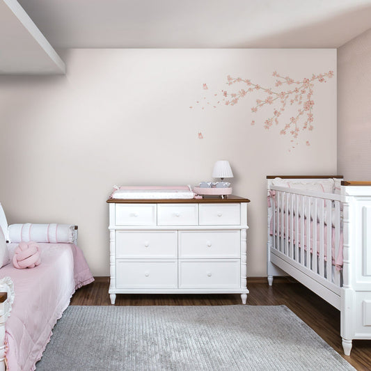 Papel de Parede Infantil Floral Raika Lado Direito Cerejeira - Mural