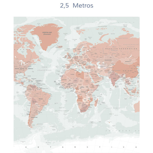 Papel de Parede Infantil Mapa Mundi Geopolítico Verde Malva - Mural