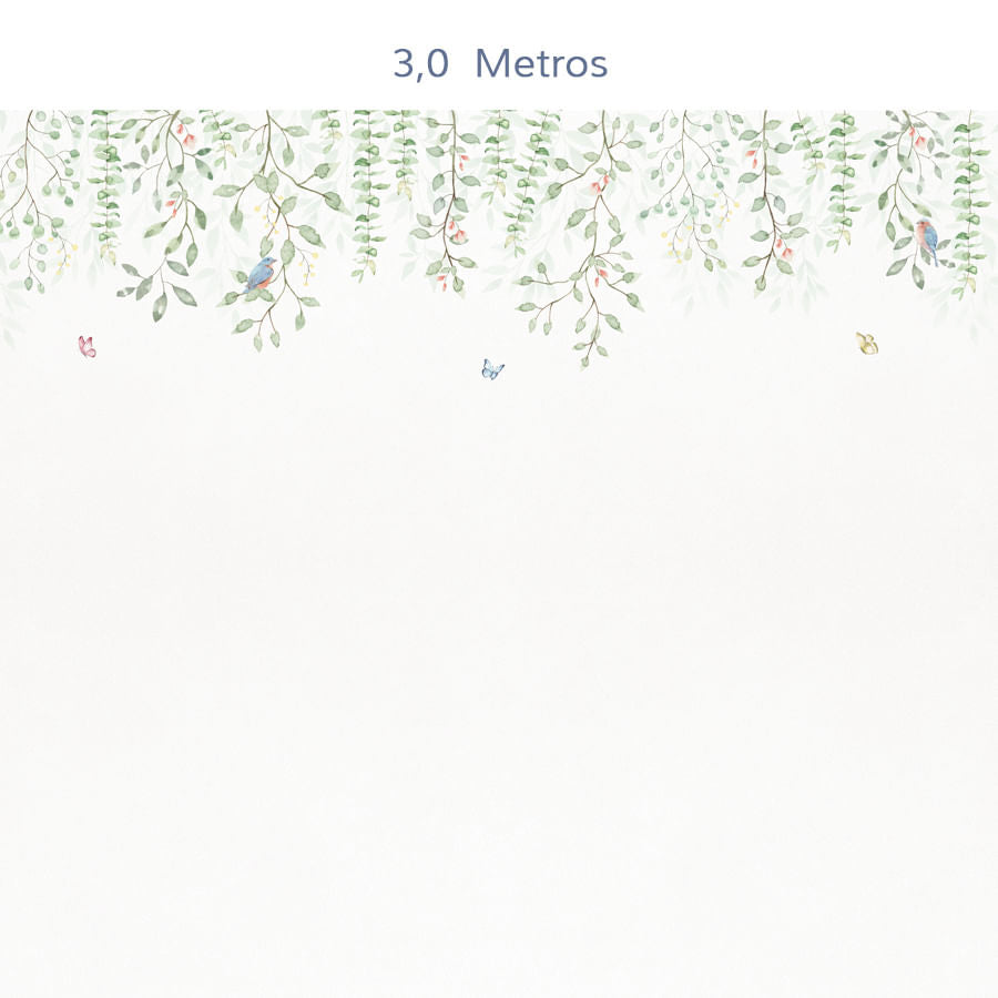 Papel de Parede Infantil Jardim Borboletas Suspenso - Mural