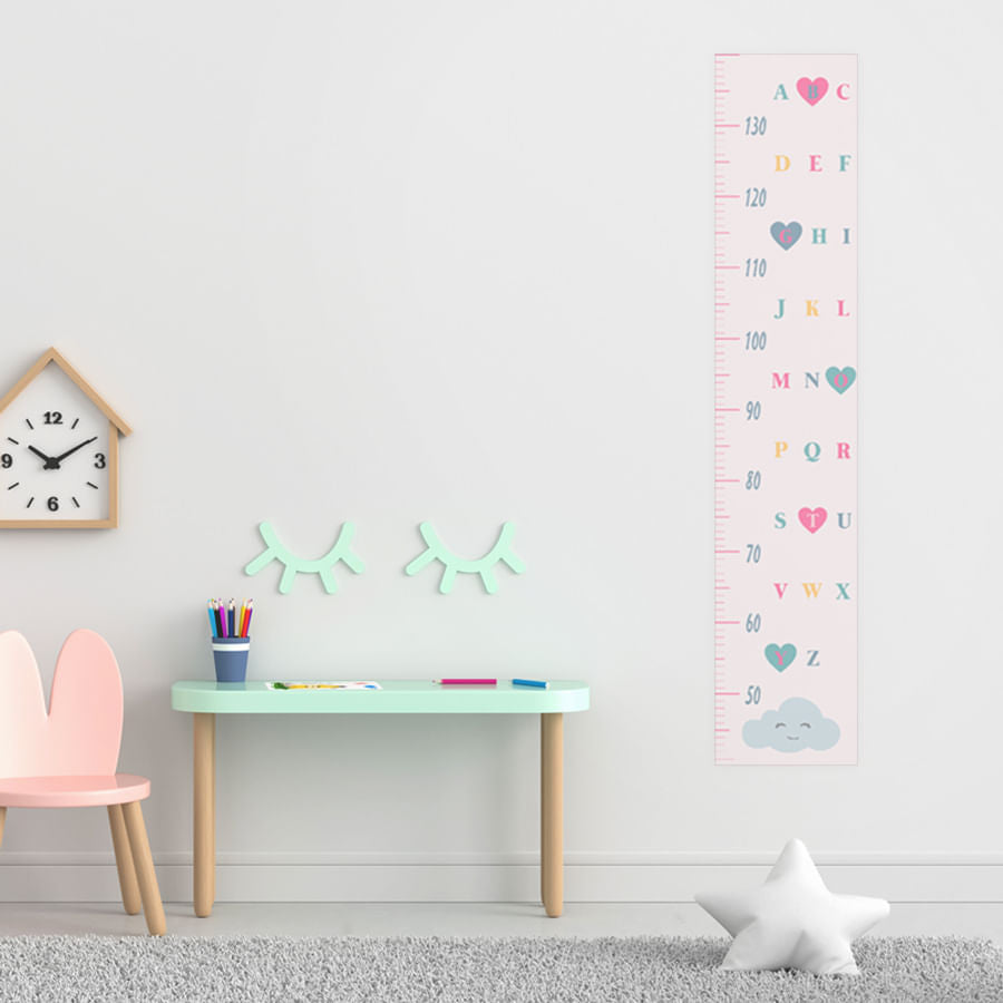 Régua de Crescimento Adesivo Alfabeto Nuvem