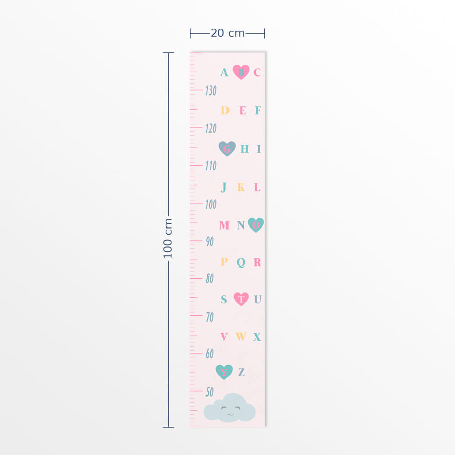 Régua de Crescimento Adesivo Alfabeto Nuvem