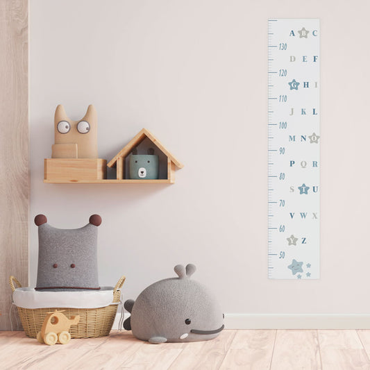 Régua de Crescimento Adesivo Alfabeto Estrela Azul Claro