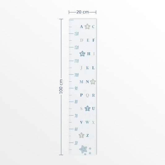 Régua de Crescimento Adesivo Alfabeto Estrela Azul Claro