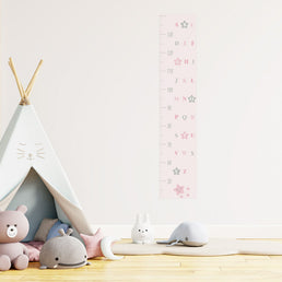 Régua de Crescimento Adesivo Alfabeto Estrela Rosa Claro
