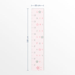 Régua de Crescimento Adesivo Alfabeto Estrela Rosa Claro