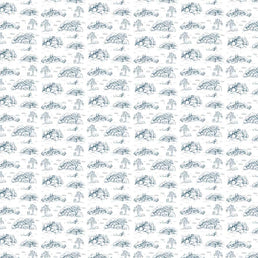 Papel de Parede Infantil Toile de Jouy Azul Polo