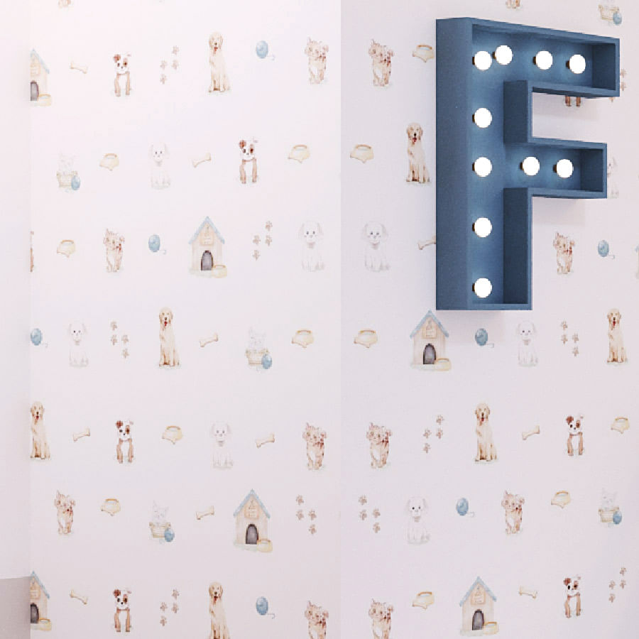 Papel de Parede Infantil Cachorrinhos Azul