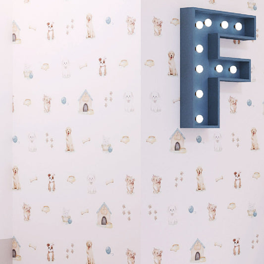 Papel de Parede Infantil Cachorrinhos Azul