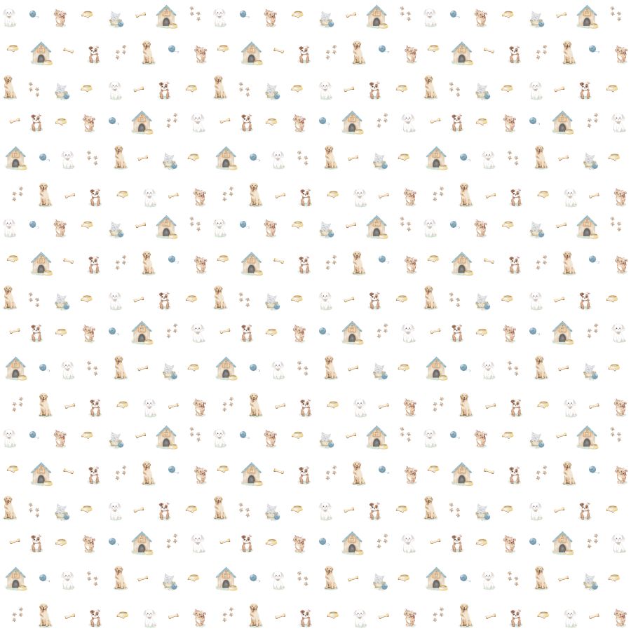 Papel de Parede Infantil Cachorrinhos Azul