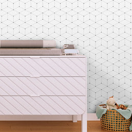 Papel de Parede Infantil Polígono com Pontos Cinza
