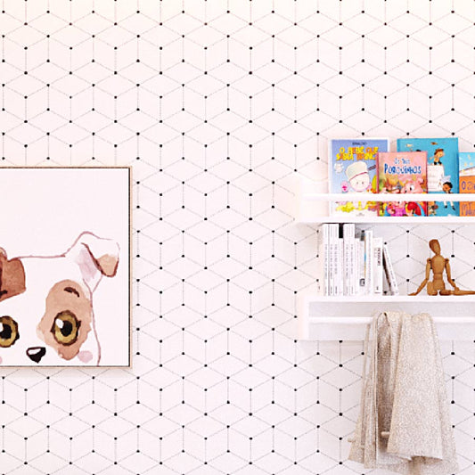 Papel de Parede Infantil Polígono com Pontos Preto
