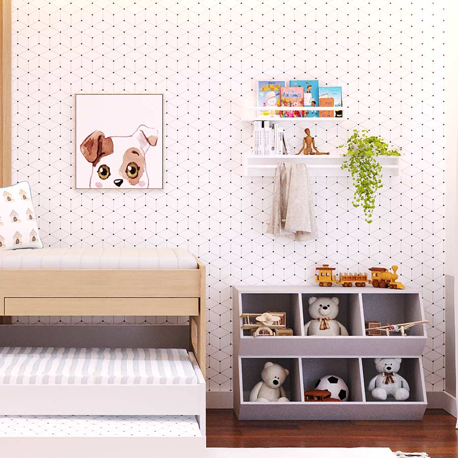Papel de Parede Infantil Polígono com Pontos Preto