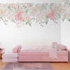 Papel de Parede Infantil Jardim com Rosas Aquarela Rosa - Mural