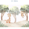 Papel de Parede Infantil Selva Girafa e Macaco - Mural