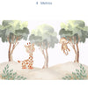Papel de Parede Infantil Selva Girafa e Macaco - Mural