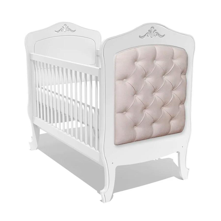 Berço Nóbile Branco com Capitonê Bege