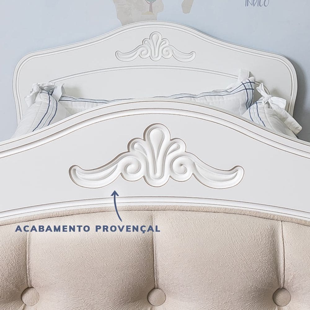 Berço Nóbile Branco Provençal com Capitonê Bege