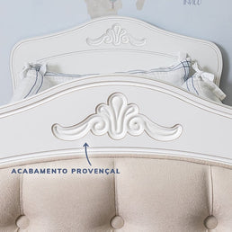 Berço Nóbile Branco Provençal com Capitonê Bege