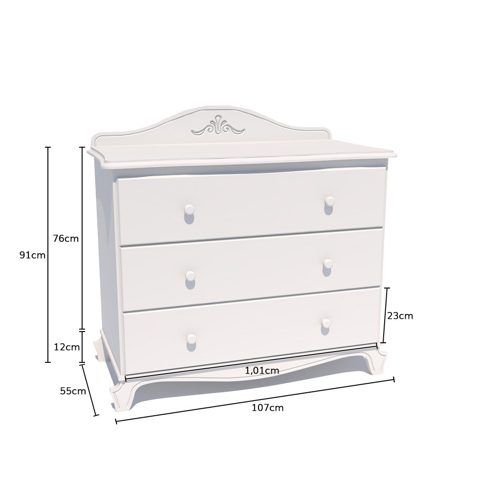 Cômoda Nóbile Branco Provençal 3 Gavetas