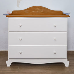 Cômoda Nóbile Branco e Madeira 3 Gavetas