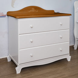 Cômoda Nóbile Branco e Madeira 3 Gavetas