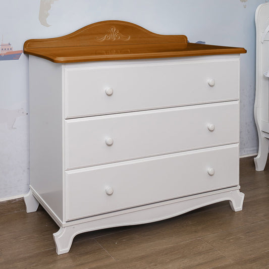 Cômoda Nóbile Branco e Madeira 3 Gavetas