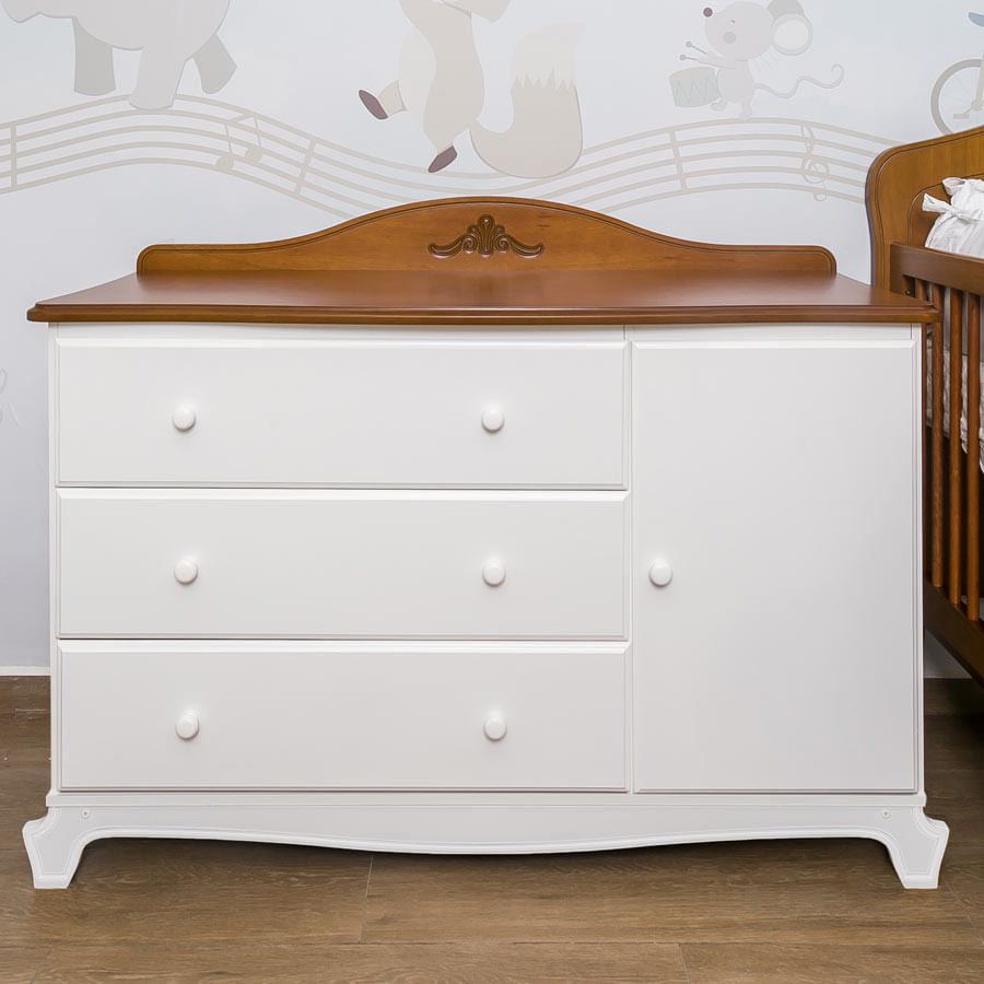 Cômoda Nóbile Branco e Madeira com Porta