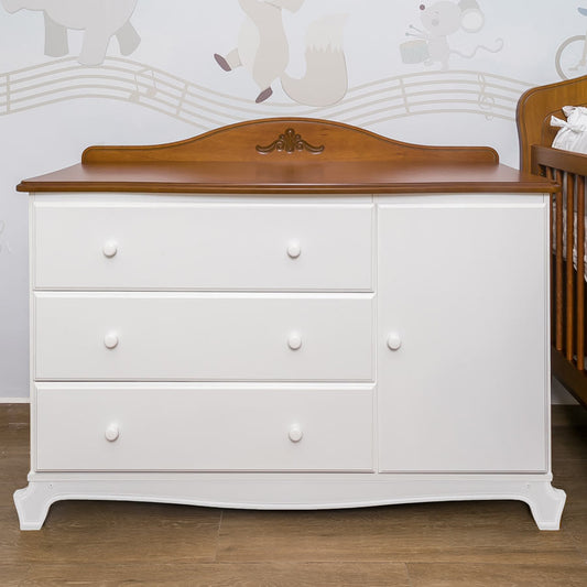 Cômoda Nóbile Branco e Madeira com Porta